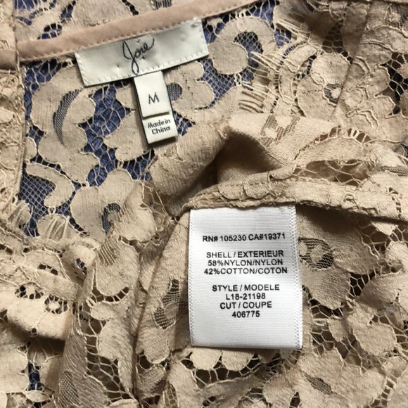 JOIE~Mushroom Elvia Back Button Lace Top~M - Picture 5 of 8